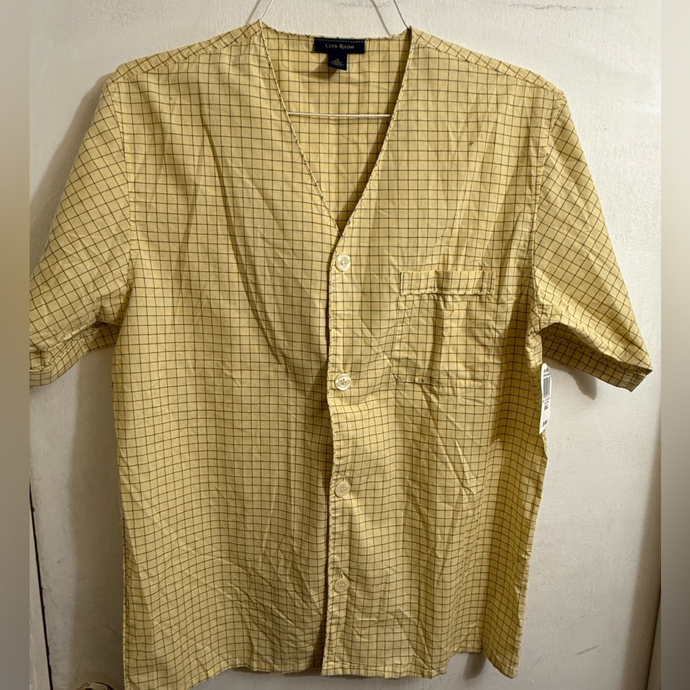 Club Room Yellow Checkered Button-Up Shirt Size‎ Small